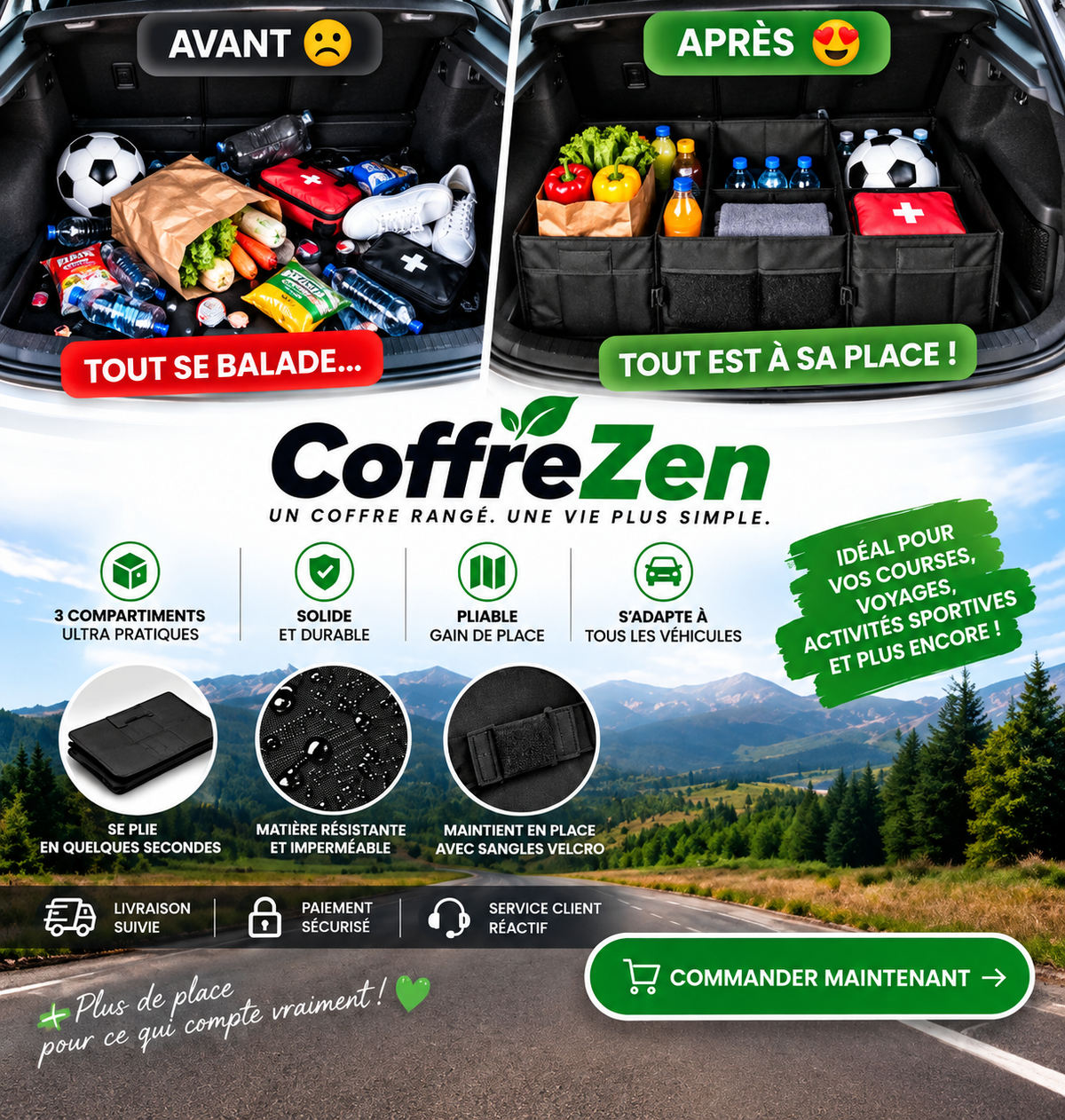 CoffreZen -organisateur de coffres 3 compartiments